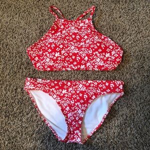 Aerie floral high neck bikini set